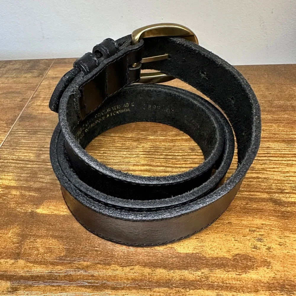 Northern Reflections Mens Black‎ Genuine Leather Belt Solid Brass Buckle Canada
